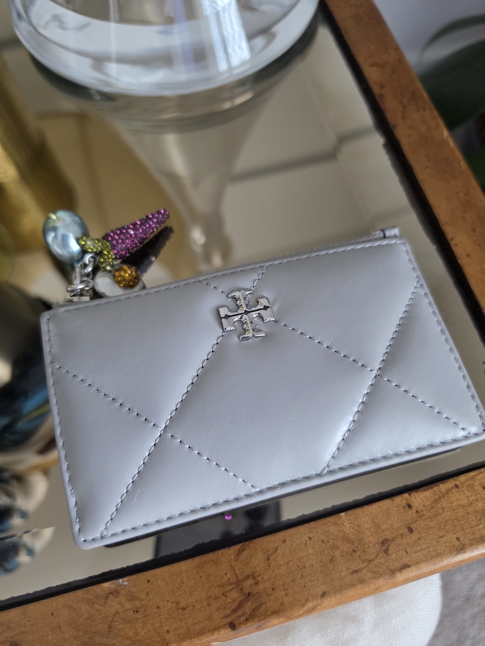 Tory Burch Quilted Leather Card Case - With Charms